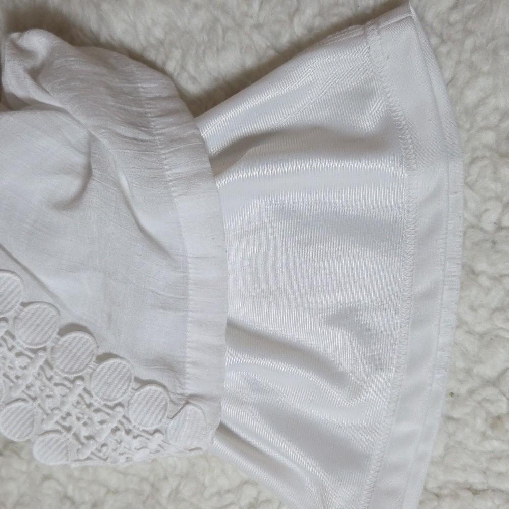 Crazy Cat Gayzy Boho Coastal White Pants Lace Trim Fully Lined Sz XL - Picture 11 of 12